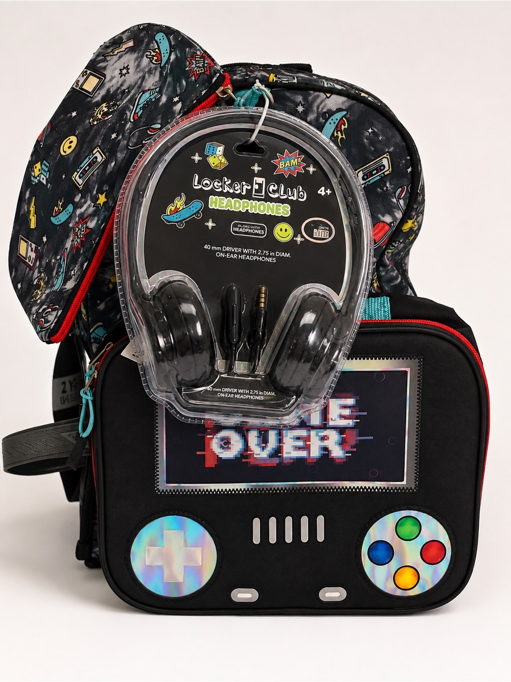 Brand new  gaming backpack with detachable lunchbox, earphones, and pencil cas